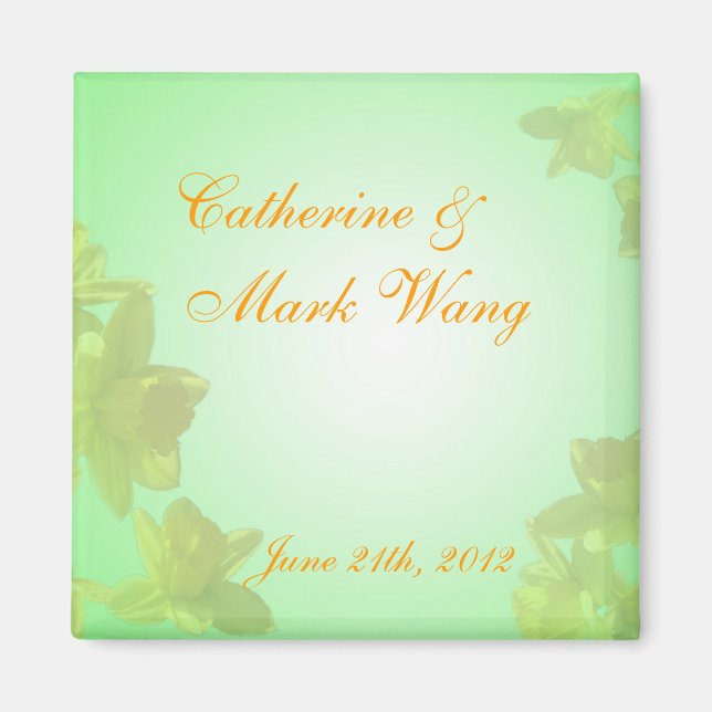 Imán guardar la fecha, flores de tulipán amarillas (Frente)