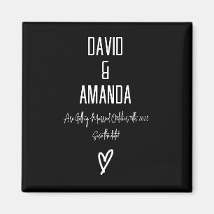 Imán Guardar la fecha minimalista personalizado - Blanc