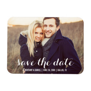 Imán Guardar La Fecha Modern Engagement Photo Magnet W 