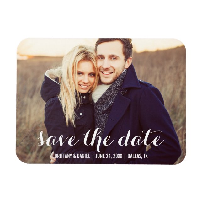 Imán Guardar La Fecha Modern Engagement Photo Magnet W  (Horizontal)
