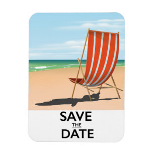 Imán Guardar la fecha póster vintage de playa