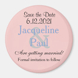 Imán Guardar la fecha Rosa Pastel Azul