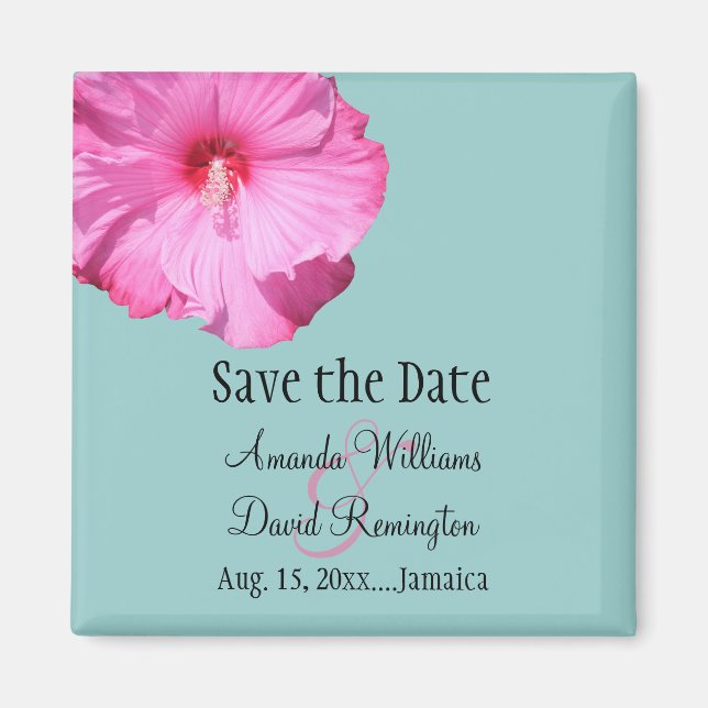 Imán Guardar la fecha tropical (turquesa) (Frente)