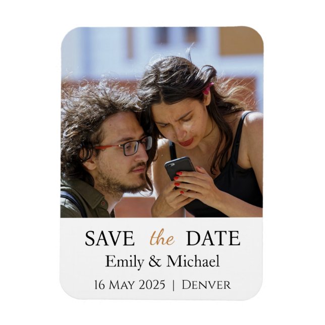 Imán Guardar La Foto De Invitación De Boda De Fecha (Vertical)