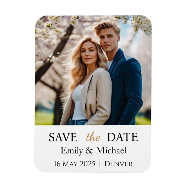 Imán Guardar La Foto De Invitación De Boda De Fecha (Vertical)