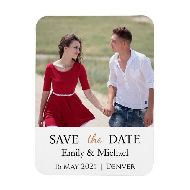Imán Guardar La Foto De Invitación De Boda De Fecha (Vertical)