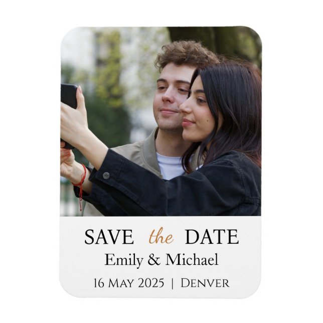 Imán Guardar La Foto De Invitación De Boda De Fecha (Vertical)