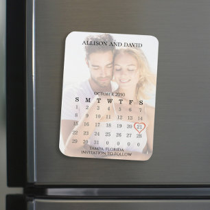 Imán Guardar la foto del calendario simple de 5 filas d
