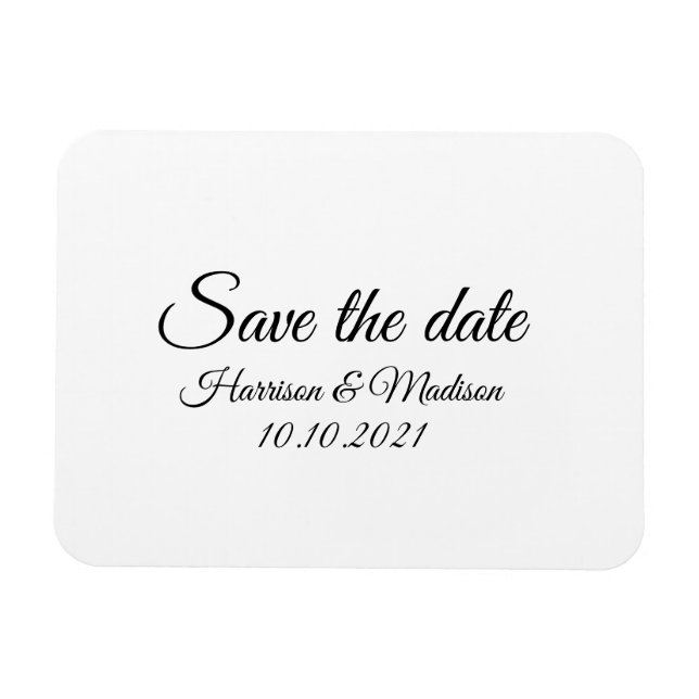 Imán Guardar la Invitación de Boda de texto Fecha, pers (Horizontal)
