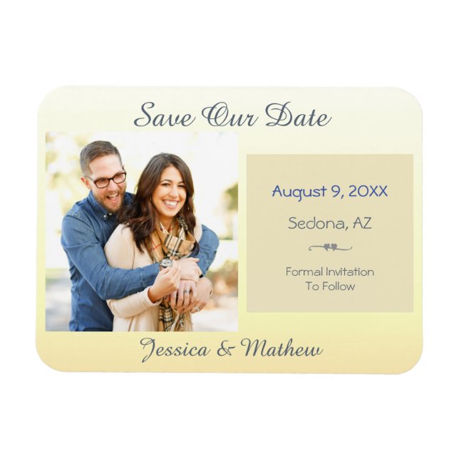 Imán Guardar nuestra fecha, fotos de bricolaje e inform (Horizontal)