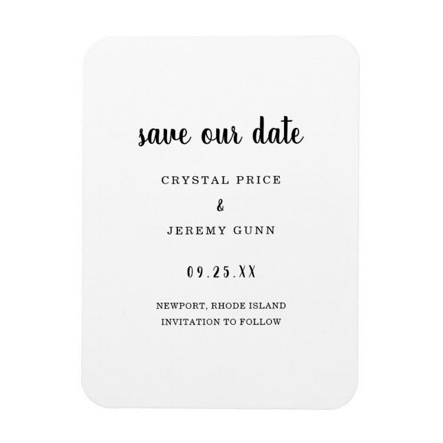 Imán Guardar Nuestra Fecha Minimalista Tarjeta de Boda  (Vertical)