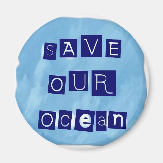 Imán Guardar nuestro fondo azul de las aguas oceánicas (Frente)