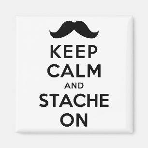 Imán Guarde la calma y Stache encendido