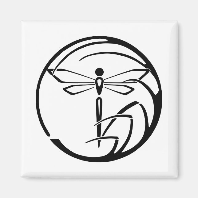 Imán Guardia nocturno - Dragonfly (negro sobre blanco) (Frente)