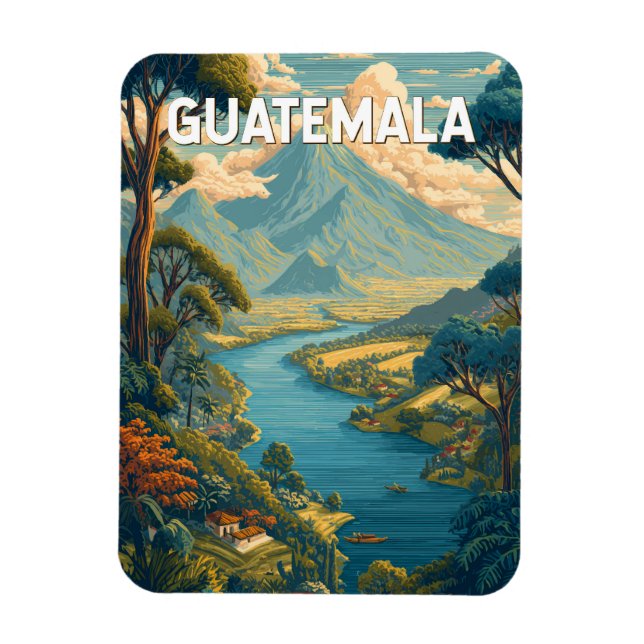 Imán Guatemala Ilustracion Viaje de arte (Vertical)