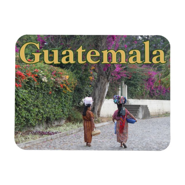 Imán Guatemala Mujeres, mujeres, flores, vestimenta tra (Horizontal)