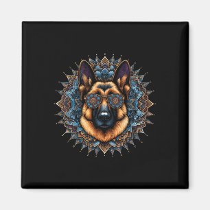Imán Guay Alemán Pastor Perro Mandala Estilo Arte Chris