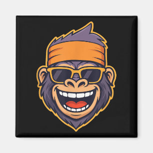 Imán Guay Ape Gorilla Head Funky Monkey Retro Bandana C