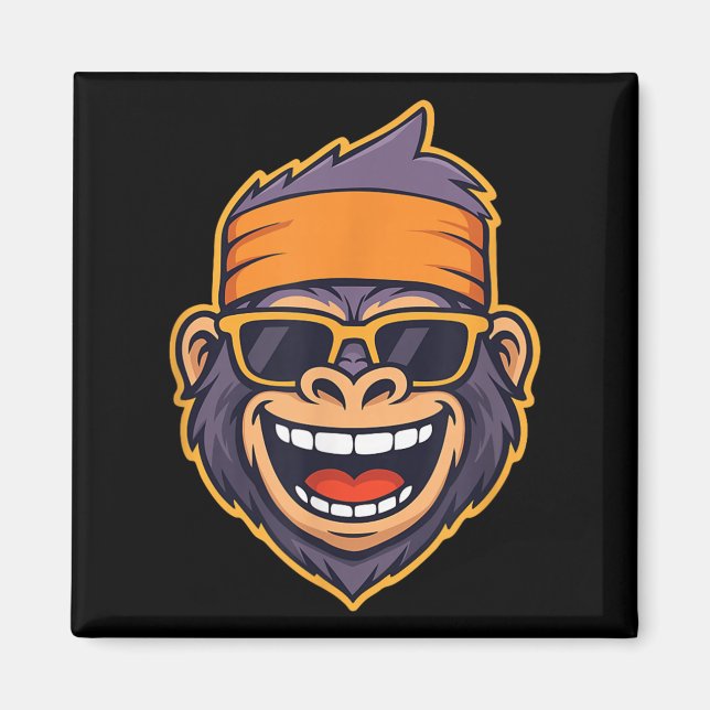 Imán Guay Ape Gorilla Head Funky Monkey Retro Bandana C (Frente)