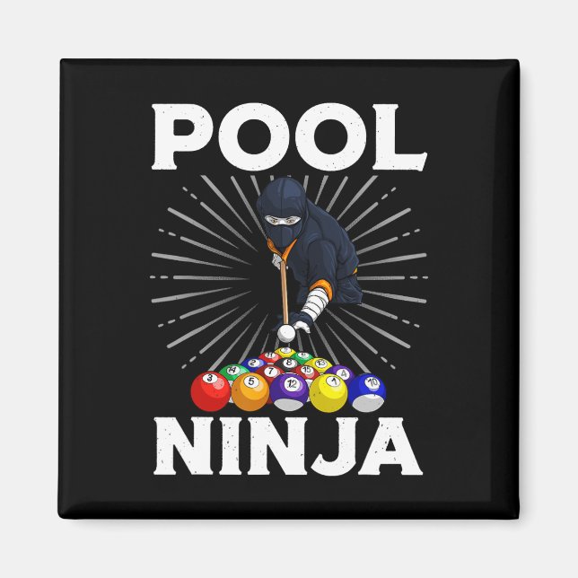 Imán Guay Billiards Art For Men Pool Player Ninja (Frente)