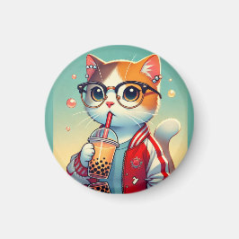 Imán Guay Cat bebiendo boba