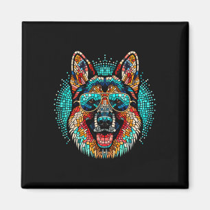 Imán Guay German Shepherd Dog Mosaic Art Style Christma