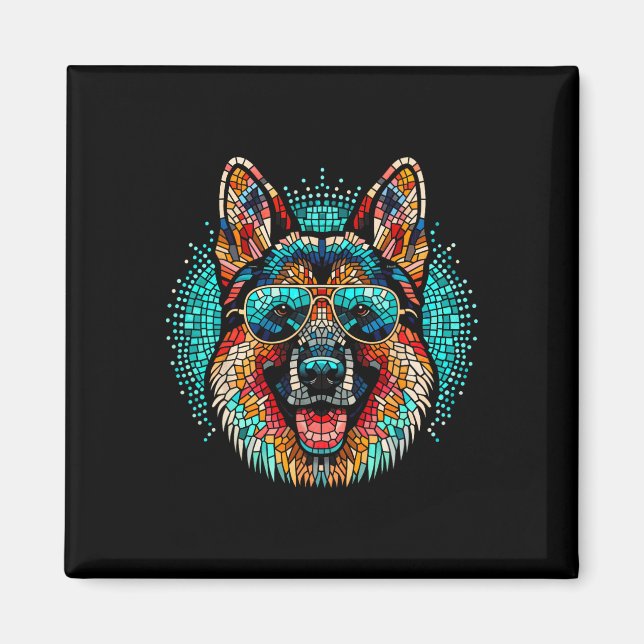Imán Guay German Shepherd Dog Mosaic Art Style Christma (Frente)