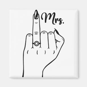 Imán Guay Mrs Just Married Wife Boda Finger Ring Br