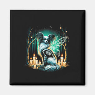 Imán Guay Papillon Dog Skeleton Halloween Dog Mom Dad C