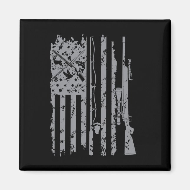 Imán Guay Pescando Rod Caza Rifle Bandera Estadounidens (Frente)