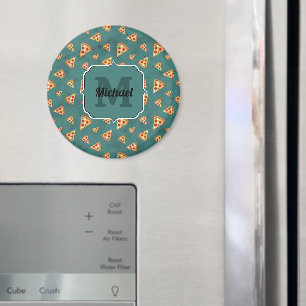 Imán Guay pizza slices vintage patrón verde azulado Mon