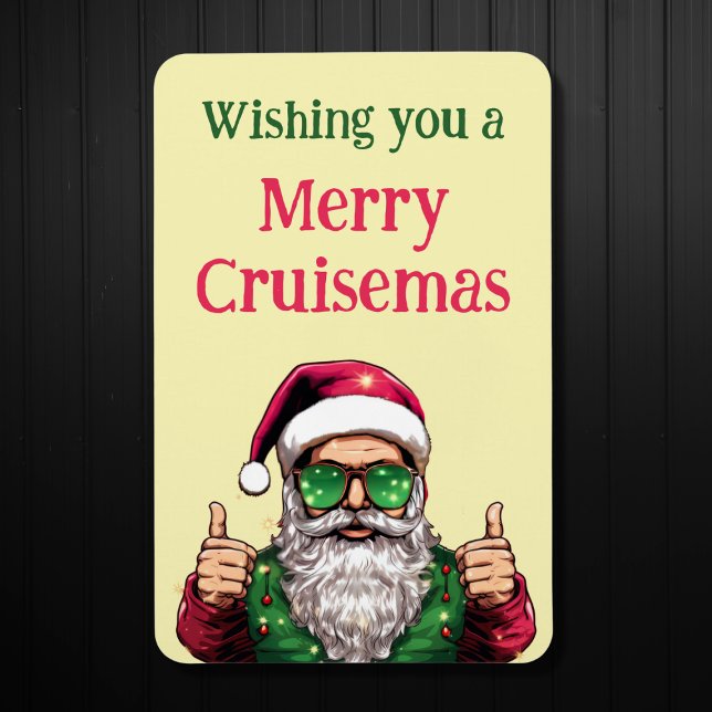 Imán Guay Santa Te Desea Un Merry Cruisemas (Cool Christmas Santa wishing Merry Cruisemas to all - Christmas Cruise Door Magnet)