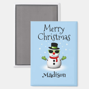 Imán Guay Snowman Merry Christmas Winter Custom name