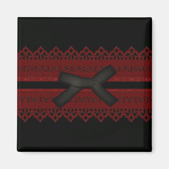 Imán Guay Steampunk Gótico Red Lace Black bow (Frente)