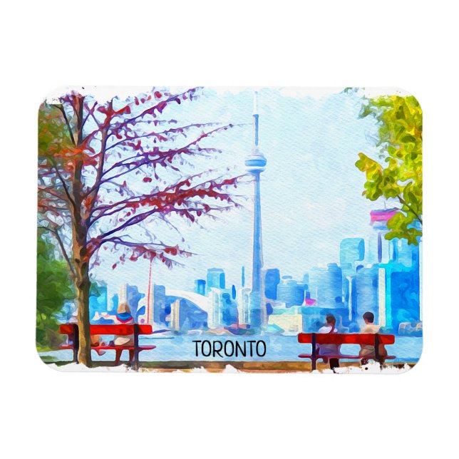 Imán Guay Toronto Ontario Panorama Cityscape Watercolor (Horizontal)