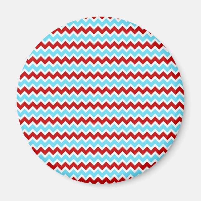 Imán Guay Trendy Verde azulada Turquoise Red Chevron Zi (Frente)