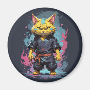 Imán Guerrero de gatos Ninja amarillo color agua de Gua