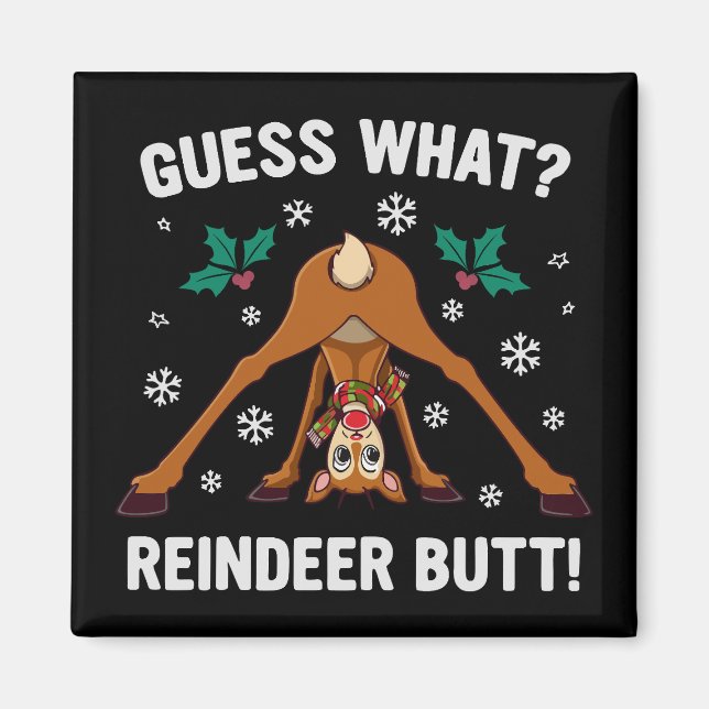 Imán Guess What Reindeer Butt Christmas Joke (Frente)