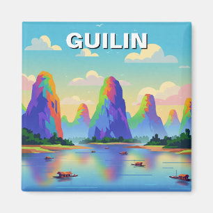 Imán Guilin China Li River Viaje arte abstracto