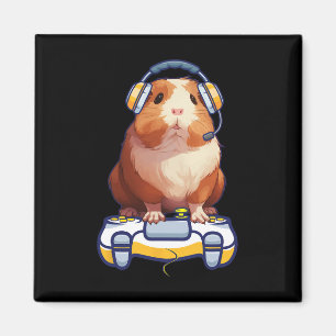 Imán Guinea Cerdo Y Video Gamer Lover Fluffy Cavy Gamer