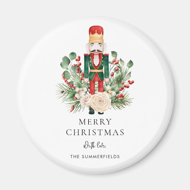Imán Guión de cascanueces de Navidad Verde de fiesta (Frente)