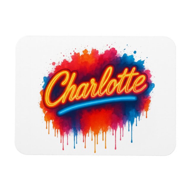 Imán Guión de Charlotte Neon - Diseño de salpicaduras d (Horizontal)