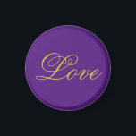 Imán Guión de color dorado amor Calligrafía de Boda púr<br><div class="desc">Puede cambiar fácilmente las fuentes y los colores. También puede agregar su logotipo y la imagen de fondo como desee.</div>