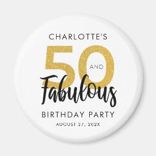 Imán Guión de fiesta de cumpleaños número 50 moderno re