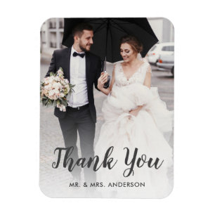 Imán Guión de foto de boda personalizado Gracias