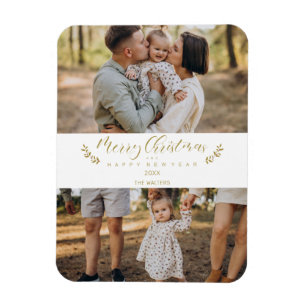 Imán Guión de foto personalizada de Navidad con tema bo