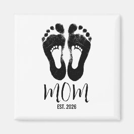 Imán Guión de huellas de bebé de nueva mamá Fecha estab