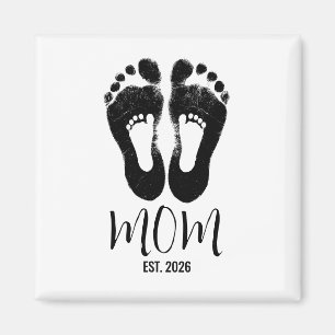 Imán Guión de huellas de bebé de nueva mamá Fecha estab