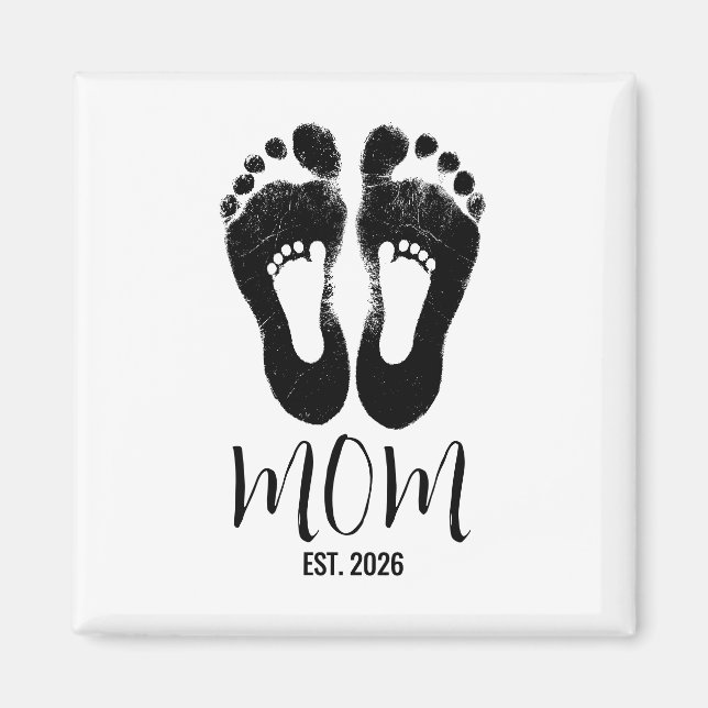 Imán Guión de huellas de bebé de nueva mamá Fecha estab (Frente)