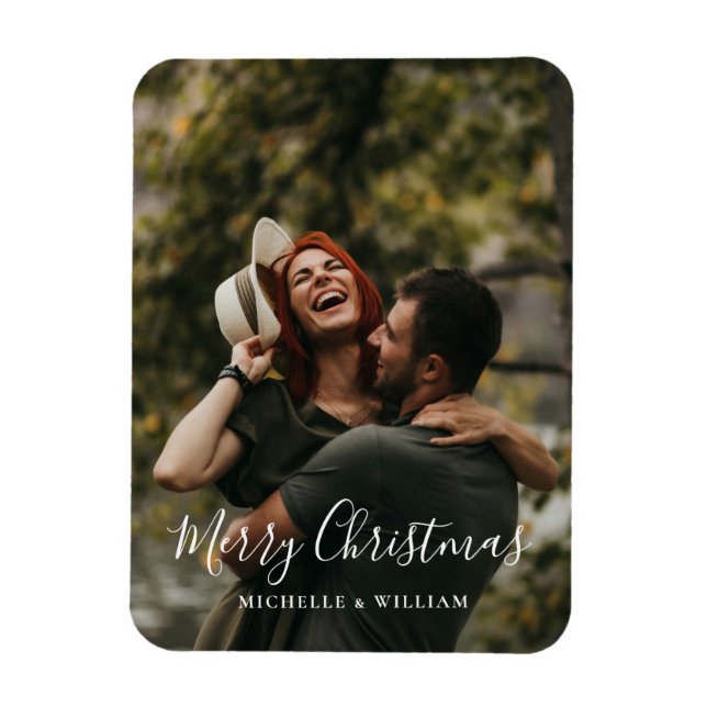 Imán Guión de Navidades de fotografía mínimo moderno (Vertical)